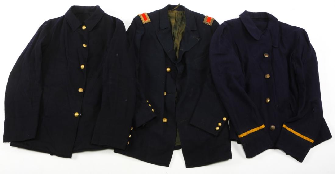 INDIAN WARS US ARMY SACK COAT TUNIC LOT OF 3: INDIAN WARS US ARMY SACK COAT TUNIC LOT OF 3 US Army sack coat lot of 3. Identified and inspector marked 1898 5 buttons coat. 5 buttons sack coat with Indian service buttons. M1884 officer sack coat. 
