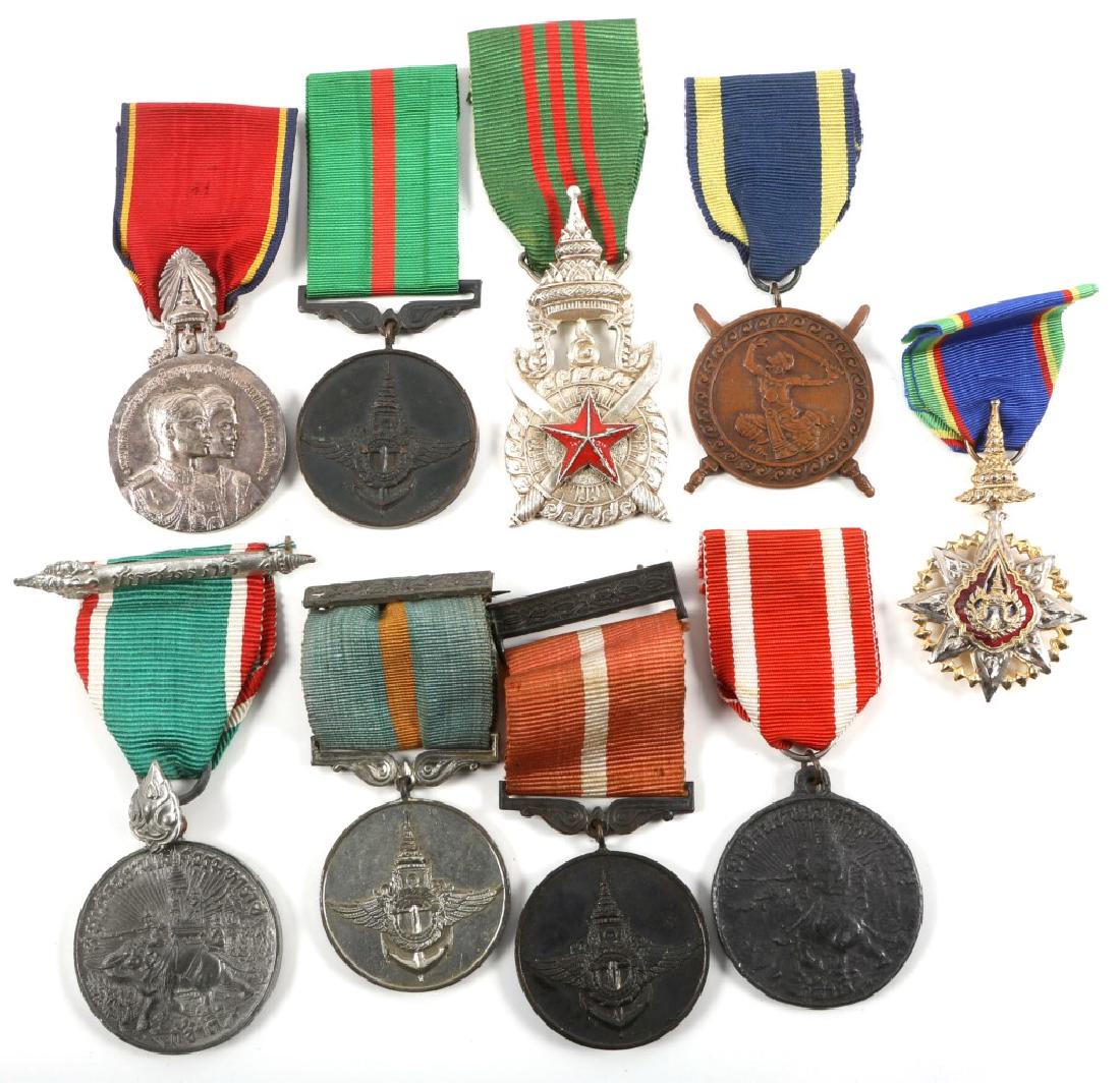 SIAM THAILAND AND CAMBODIA MEDAL LOT OF 9: SIAM THAILAND AND CAMBODIA MEDAL LOT OF 9