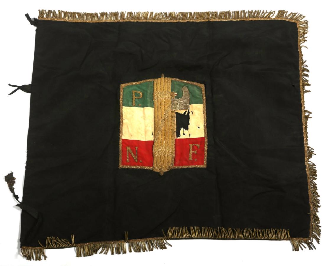 WWII ITALIAN FASCIST PARTY FLAG: WWII ITALIAN FASCIST PARTY FLAG Heavy bullion embroidered. PNF, Partito Nazionale Fascista.
