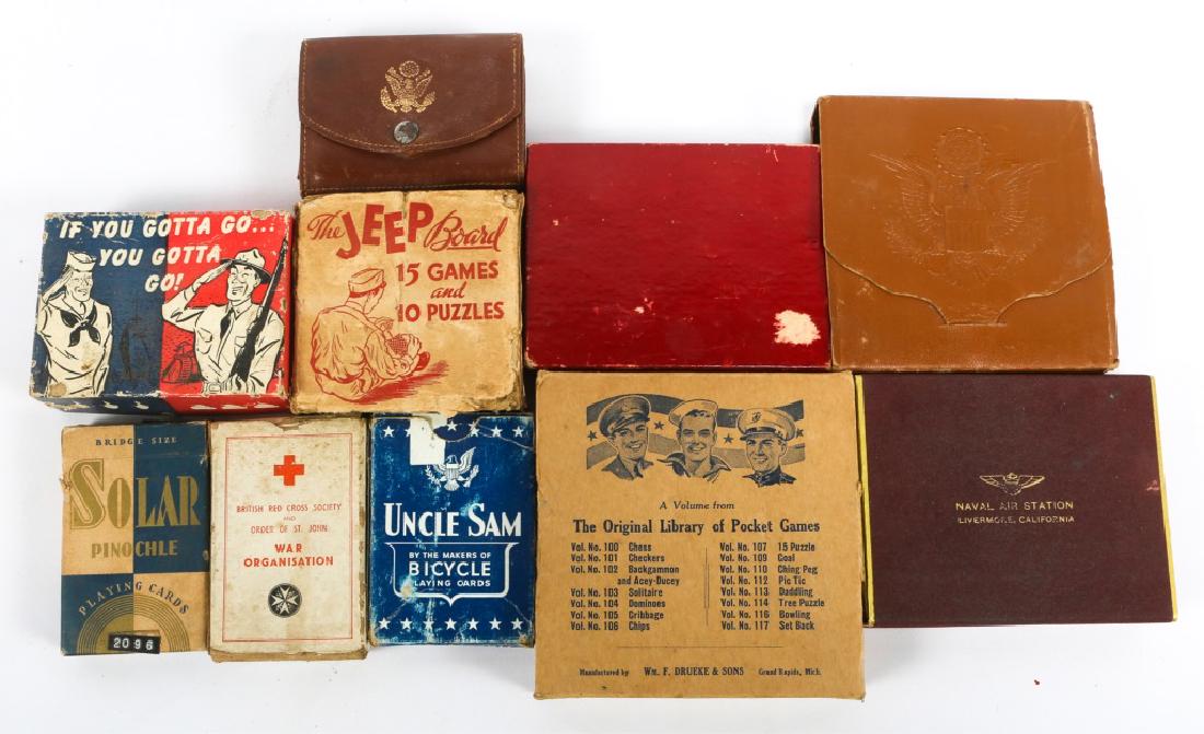 WWII US ARMY PLAYING CARDS AND GAMES LOT OF 10: WWII US ARMY PLAYING CARDS AND GAMES LOT OF 10