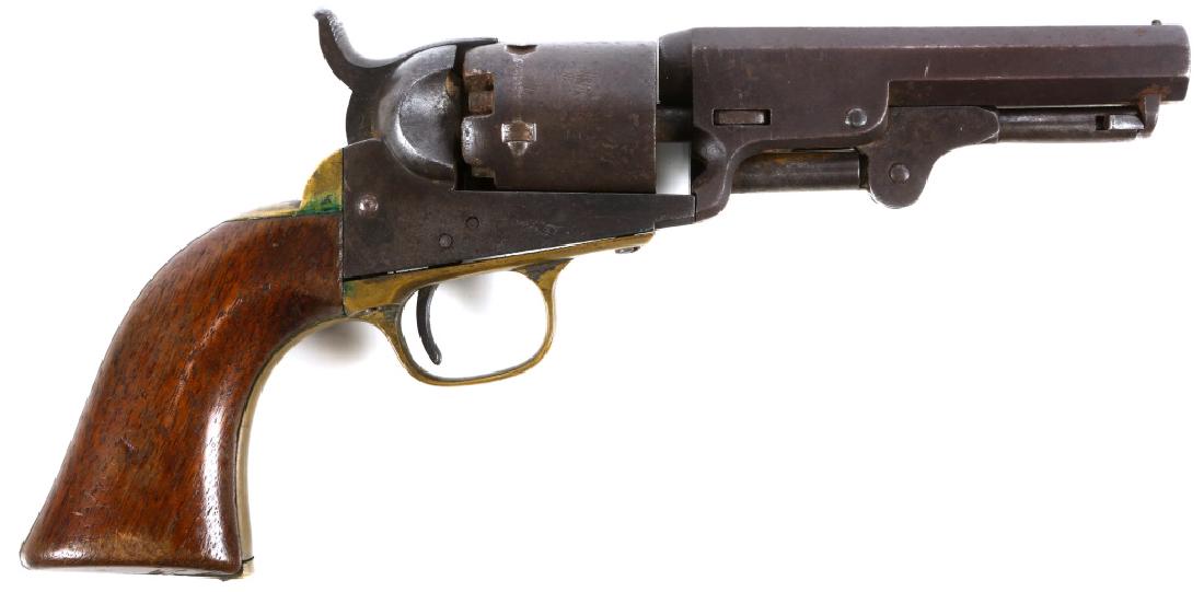 1856 COLT 1849 POCKET REVOLVER: 1856 COLT 1849 POCKET REVOLVER Colt 1849 Pocket revolver with stagecoach scene on cylinder. Matching serial numbers. Model: 1849 Caliber / Gauge: .31 Barrel Length: 4" Serial Number: 114465