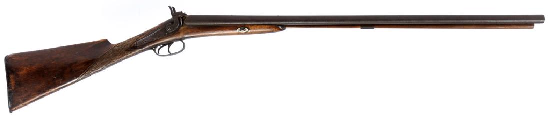 BELGIAN SBS PERCUSSION 16 GA SHOTGUN: BELGIAN SBS PERCUSSION 16 GA SHOTGUN Belgian Side-by-Side Percussion 16 gauge Shotgun, with ram rod. Model: Side-by-Side Caliber / Gauge: 16 Gauge Barrel Length: 31.5" Serial Number: NSN