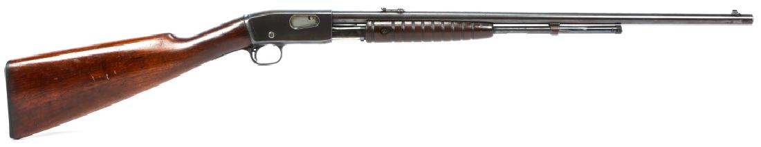 REMINGTON MODEL 12-A .22 CAL PUMP ACTION RIFLE: REMINGTON MODEL 12-A .22 CAL PUMP ACTION RIFLE Remington model 12-A .22 caliber pump-action rifle. Model: 12-A Caliber / Gauge: .22 Cal Barrel Length: 22" Serial Number: 606434