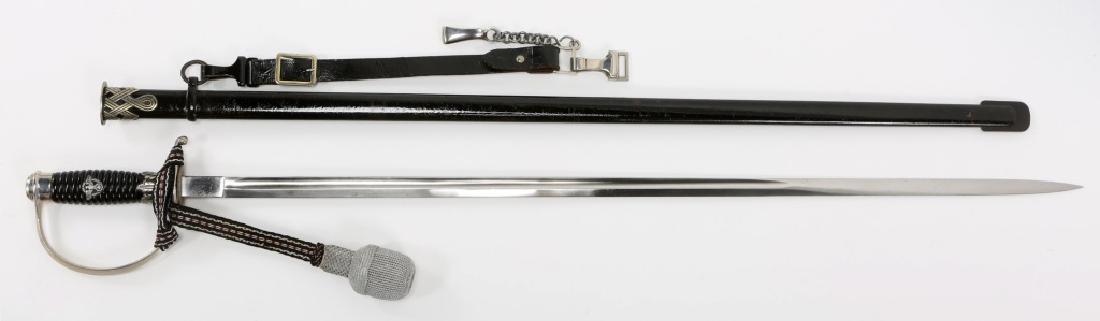 WWII GERMAN POLICE NCO DEGEN SWORD BY EICKHORN: WWII GERMAN POLICE NCO DEGEN SWORD BY EICKHORN WWII German Police NCO's Degen sword with leather hanger and portepee. Mfg by Carl Eickhorn. Solingen. Blade Length: 31.1/2" Overall Length: 36.5/8" Prov