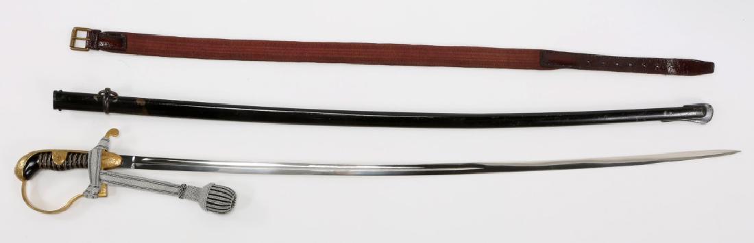 WWII GERMAN ARMY DOVE HEAD SWORD PORTEPEE & BELT: WWII GERMAN ARMY DOVE HEAD SWORD PORTEPEE & BELT WWII Early German Army Officer dove head sword with portepee & under the tunic web belt. Mfg by Paul Weyersberg & Cop. Solingen. Blade Length: 33" Over