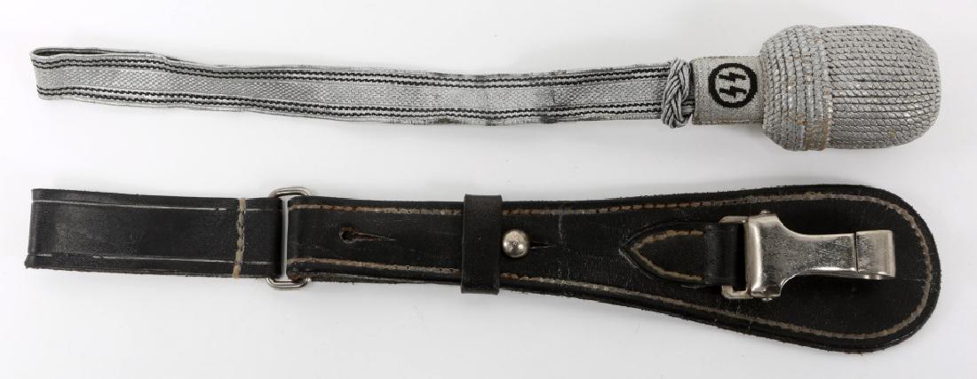 WWII GERMAN SS POLICE SWORD HANGER & PORTEPEE: WWII GERMAN SS POLICE SWORD HANGER & PORTEPEE Provenance: WWII Edged Weapon Collection of Philip R. Snyder, an avid collector of WWII memorabilia, specifically from Germany. His interest started as a 