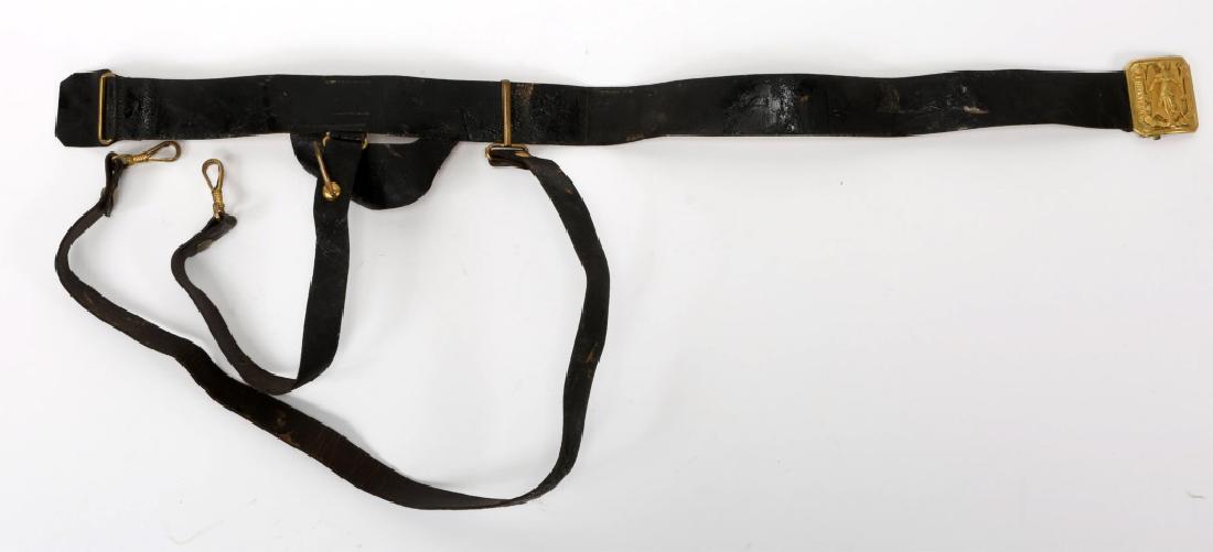 NAPOLEON III FRENCH OFFICER SWORD BELT & BUCKLE: NAPOLEON III FRENCH OFFICER SWORD BELT & BUCKLE 1860's / 1870's French army officer undress belt with sword hangers.