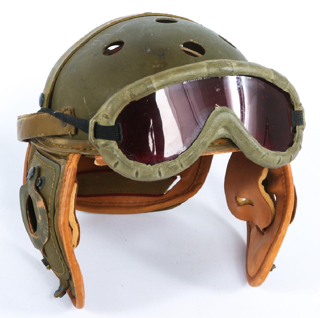 WWII US ARMY RAWLINGS TANKER HELMET & GOGGLE