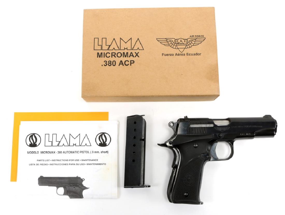 FAE LLAMA MICROMAX .380 ACP PISTOL: FAE LLAMA MICROMAX .380 ACP PISTOL Original box, papers, and extra magazine. Model: Micromax Caliber / Gauge: .380 Barrel Length: 3.5" Serial Number: 07-04-12017-97