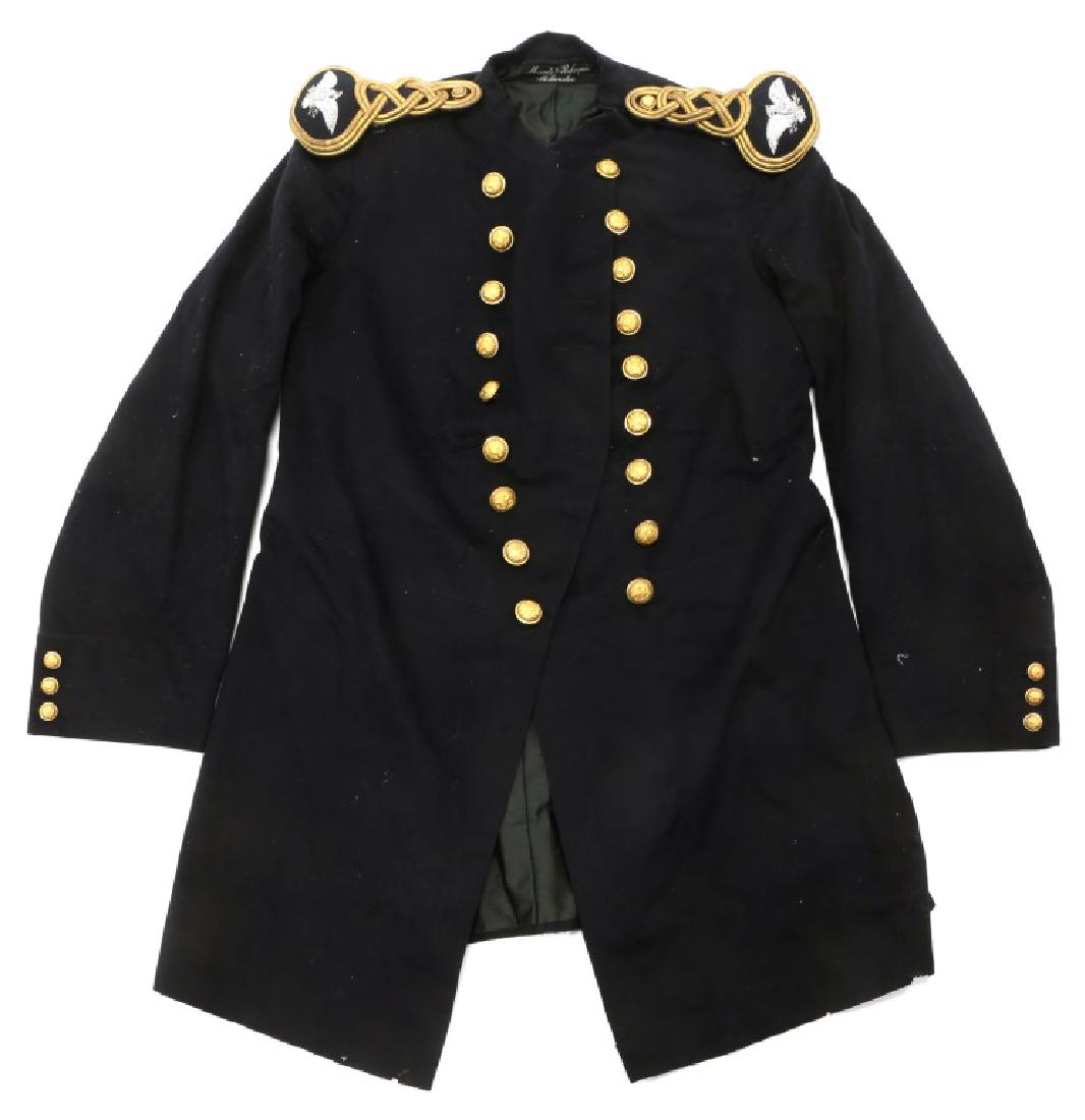 SPAN-AM WAR US ARMY COLONEL FROCK COAT & EPAULETS: SPAN-AM WAR US ARMY COLONEL FROCK COAT & EPAULETS Span-Am War US Army Colonel frock coat, double row of buttons, dress shoulder boards with heavy bullion embroidered eagles. Size: Small