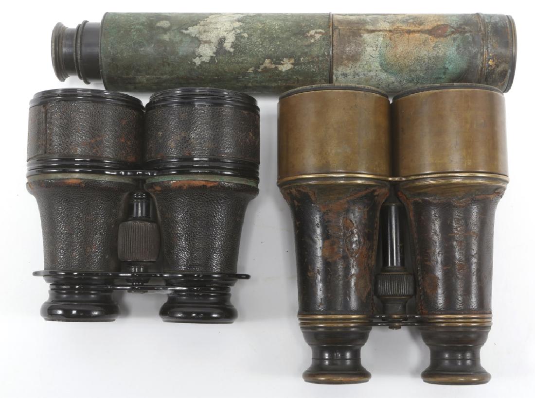 WORLD BINOCULAR AND TELESCOPE LOT OF 3: WORLD BINOCULAR AND TELESCOPE LOT OF 3 1- Bardou & Son Binocular 1- Harris & Son Telescope 1- Milon Binocular