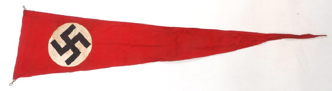 WWII GERMAN FLAG PENNANT: WWII GERMAN FLAG PENNANT WWII German party pennant, double side, multiple pieces construction. Size: 17" x 74"