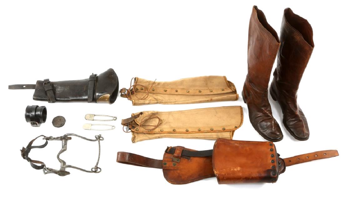 INDIAN WARS US CAVALRY MIXED LOT: INDIAN WARS US CAVALRY MIXED LOT Indian Wars, Officer leather boots, M1872 Cavalry cur bit, blanket pin and more...