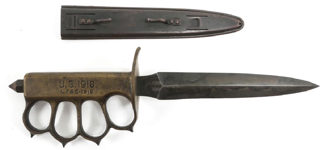 WWI US MODEL 1918 MARK I TRENCH KNIFE BY LF& C: WWI US MODEL 1918 MARK I TRENCH KNIFE BY LF& C Blade Length: 6 5/8" Overall Length: 11 1/2"