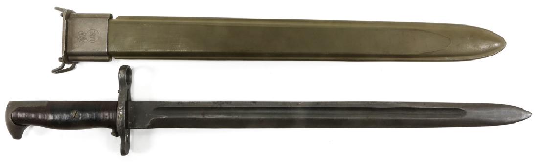 WWII M1905 M1 GARAND BAYONET STAMPED WT: WWII M1905 M1 GARAND BAYONET STAMPED WT WWII M1905 M1 Garand bayonet, stamped WT 1943. One of the 60,000 made by Wilde Drop Forge & Tool. Blade Length: 16" Overall Length: 20.1/2"