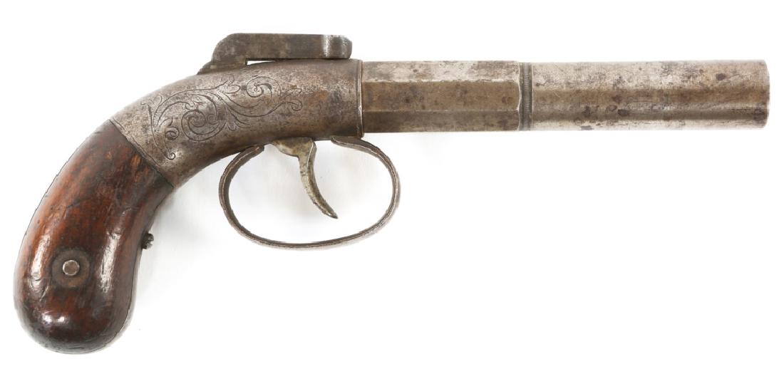 ALLEN & THURBER SINGLE SHOT PERCUSSION PISTOL: ALLEN & THURBER SINGLE SHOT PERCUSSION PISTOL Caliber / Gauge: .36 Barrel Length: 4.25" Serial Number: 112