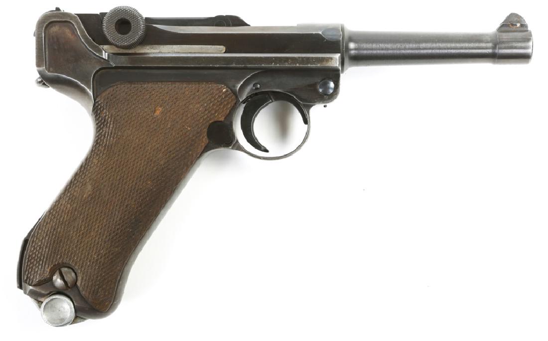 1916 DWM LUGER 9mm PISTOL: 1916 DWM LUGER 9mm PISTOL Matching serial numbers except magazine (5632). Model: P08 Caliber / Gauge: 9mm Barrel Length: 4" Serial Number: 6471 Provenance: Firearm Collection of Richard E. Wagner (Sep