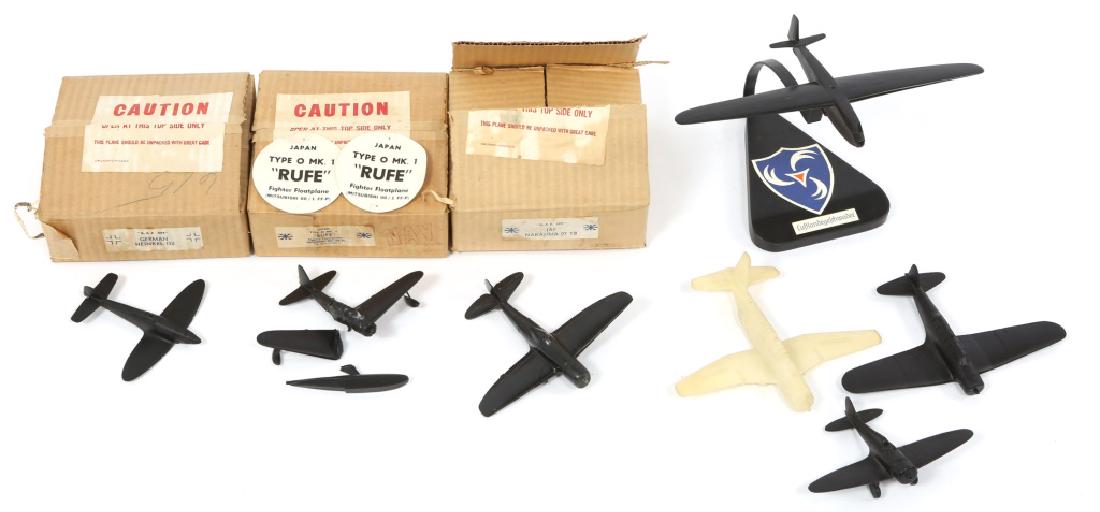 WWII US ID SPOTTER AIRCRAFT MODEL LOT OF 7: WWII US ID SPOTTER AIRCRAFT MODEL LOT OF 7 WWII US ID spotter aircraft model lot of 6. Includes white molded rubber Vultee Vengence A-31, Naka T-97 NTB, P-47 Thunderbolt, Mitsu T-95 and Heinkel 112, G