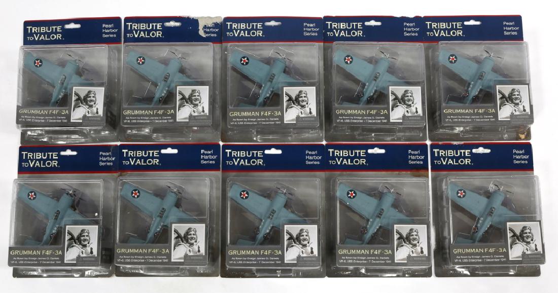 PEARL HARBOR SERIES GRUMMAN F4F-3A AIRCRAFT MODEL: PEARL HARBOR SERIES GRUMMAN F4F-3A AIRCRAFT MODEL Tribute to Valor Pearl Harbor Series Grumman F4F-3A aircraft model lot of 10. Size: 6"x5"