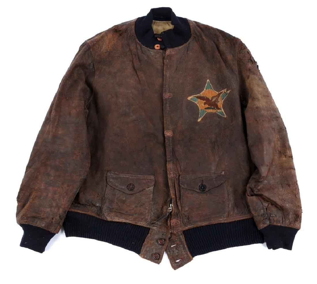1920'S TYPE A1 FLIGHT JACKET WITH SQUADRON PATCH: 1920'S TYPE A1 FLIGHT JACKET WITH SQUADRON PATCH Late 1920's Type A1 flight jacket. The Type A-1 jacket was introduced in 1926 as USAC summer flying jacket and was standardized for use on November 7th