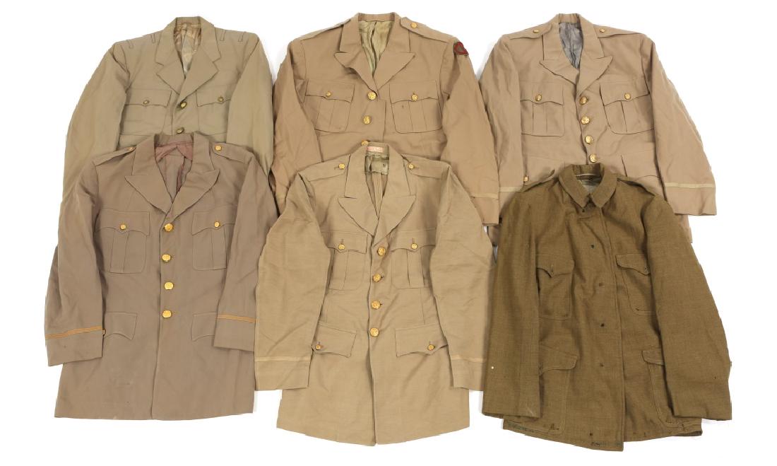 WWII - KOREAN WAR US ARMY OFFICER TUNIC LOT: WWII - KOREAN WAR US ARMY OFFICER TUNIC LOT 6- US Army officer tunics. Size: M-L