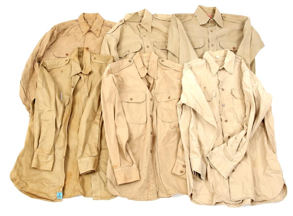 WWII KOREA WAR US ARMY KHAKI SUMMER SHIRT LOT OF 6: WWII KOREA WAR US ARMY KHAKI SUMMER SHIRT LOT OF 6 WWII - Korean War, US Army khaki summer cotton shirts, lot of 6. Size: Medium