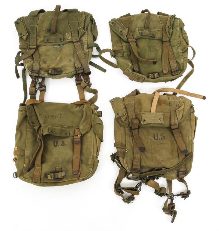 WWII - KOREAN WAR US ARMY M45 UPPER BACKPACK LOT: WWII - KOREAN WAR US ARMY M45 UPPER BACKPACK LOT WWII - Korean War US Army M45 upper backpack lot of 4