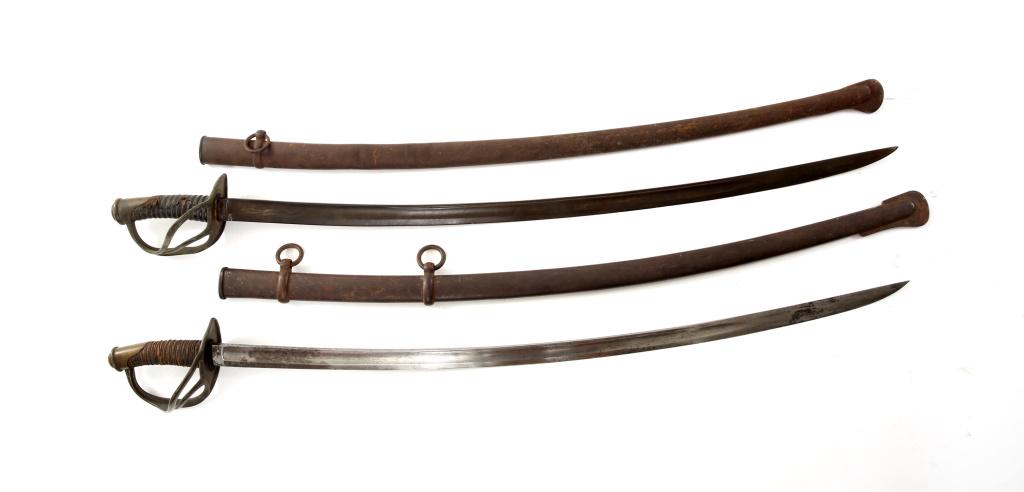 CIVIL WAR US MODEL 1840 CAVALRY SABER LOT OF 2: CIVIL WAR US MODEL 1840 CAVALRY SABER LOT OF 2 2 Model 1840 heavy cavalry sabers, with scabbards. One stamped: "C&J" (Clemen & Jung) manufacturer. Blade Length: 36" Overall Length: 41"