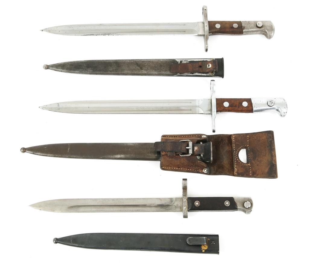 SWISS & HUNGARIAN BAYONET LOT OF 3: SWISS & HUNGARIAN BAYONET LOT OF 3 Lot of two Swiss M1918 double edge bayonet. 1- Hungarian Mauser bayonet.