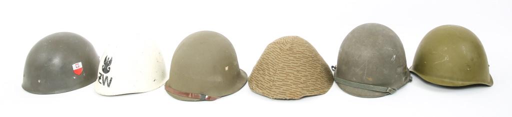 WORLD MILITARY COMBAT HELMET LOT OF 6: WORLD MILITARY COMBAT HELMET LOT OF 6 World Military combat helmet lot of 6. Polish, Yugoslavian, East German, French, Belgian, Soviet.