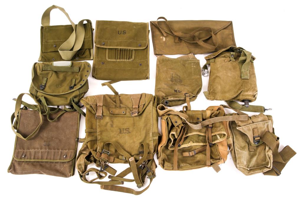 KOREA EARLY VIETNAM WAR US ARMY FIELD GEAR LOT: KOREA EARLY VIETNAM WAR US ARMY FIELD GEAR LOT Lot of 10- Korea early Vietnam War, US Army, M56 packs, pouches, gas mask and field gear.