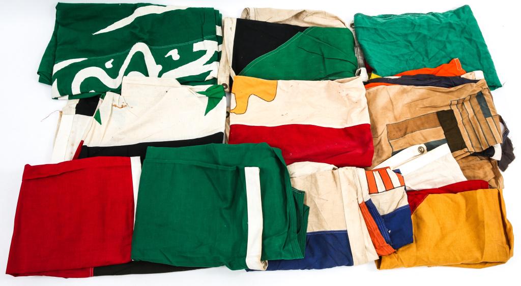 WORLD NATIONAL FLAG LOT OF 9: WORLD NATIONAL FLAG LOT OF 9 US made multiple piece construction World national flag, lot of 9. Angola, S. Africa, Nigeria, Emirates, Kuwait, Iraq and other countries. Size: 4 x 6 Ft