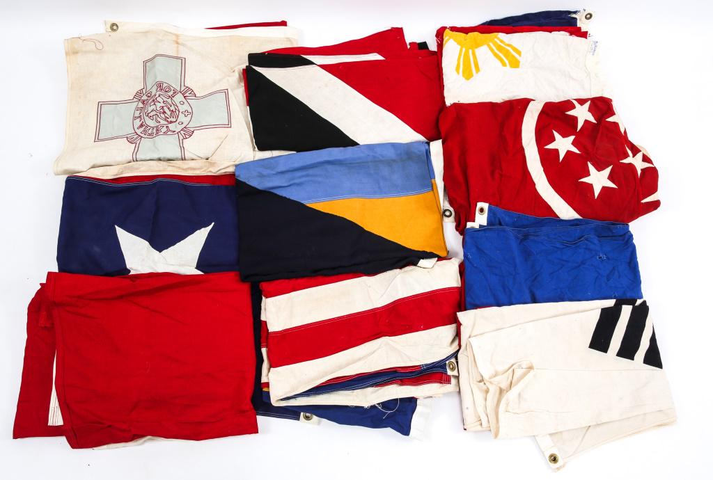 WORLD NATIONAL FLAG LOT OF 10: WORLD NATIONAL FLAG LOT OF 10 US made multiple piece construction World national flag, lot of 10. Malta, S. Korea, N. Korea, Singapore, Philippines, Malaysia, Bahamas, Trinidad, Chile. Size: 4 x 6 Ft