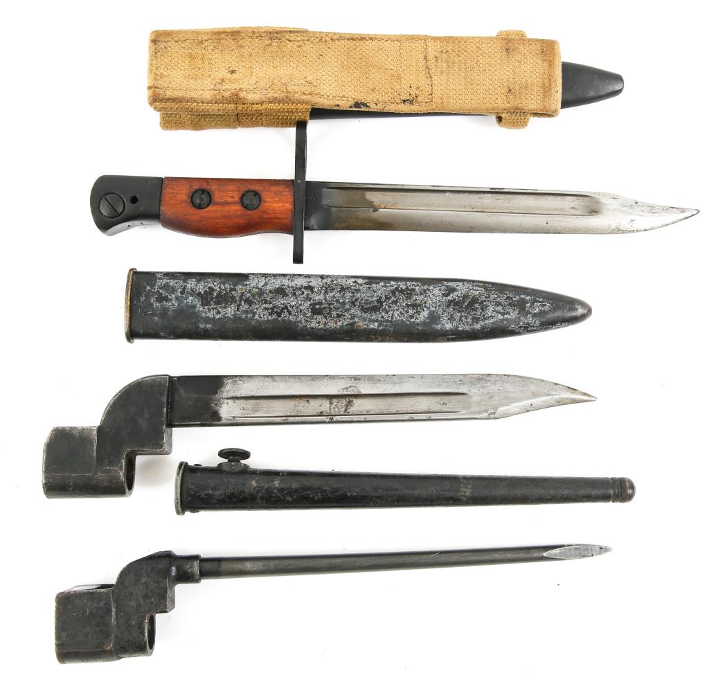 WWII BRITISH ARMY BAYONET LOT OF 3: WWII BRITISH ARMY BAYONET LOT OF 3 WWII British Army bayonet, lot of 3. 1- British Enfield Mark II spike. 1- Bayonet No 5 mark I ( Jungle carbine ). 1- Enfield No 9. Blade Length: 8" Overall Length: 1