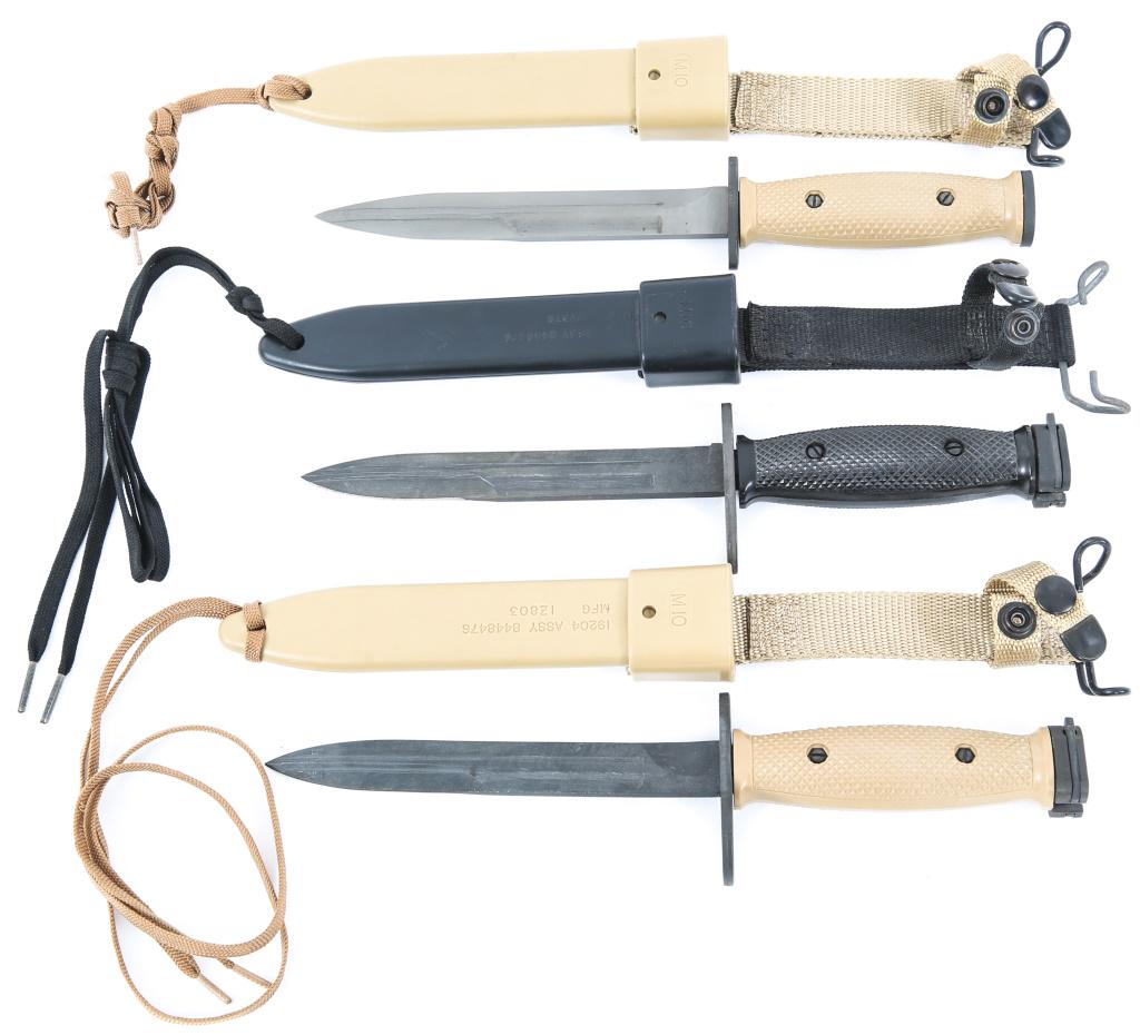 DESERT STORM US M7 BAYONET & COMBAT KNIFE LOT OF 3: DESERT STORM US M7 BAYONET & COMBAT KNIFE LOT OF 3 Desert Storm US M7 bayonet and M7 combat knife, lot of 3. Blade Length: 6 1/2" Overall Length: 11 3/4"