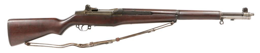 1943 US WWII SPRINGFIELD M1 GARAND .30-06 RIFLE: 1943 US WWII SPRINGFIELD M1 GARAND .30-06 RIFLE Original leather sling. "SA" cartouche on left side buttstock. Barrel marked: "1-S-A-8-43" Top of bolt reads: "D28287-2SA J8." Caliber / Gauge: .30-06 S
