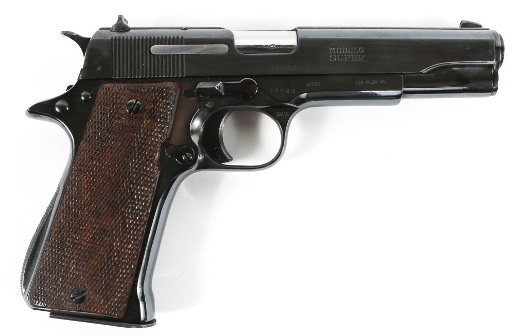 STAR MODELO SUPER 9mm LARGO PISTOL: STAR MODELO SUPER 9mm LARGO PISTOL Star Modelo Super 9mm Largo pistol. Made in Spain, I.A.C. Import marked. Caliber / Gauge: 9mm Largo Barrel Length: 5" Serial Number: 34548
