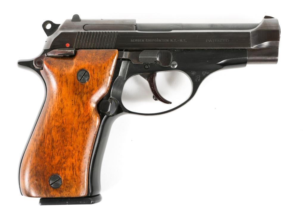 BERETTA MODEL 84 9mm SHORT CALIBER PISTOL: BERETTA MODEL 84 9mm SHORT CALIBER PISTOL Beretta model 84 with leather holster. One magazine. Caliber / Gauge: 9mm short Barrel Length: 3.75" Serial Number: B01622Y