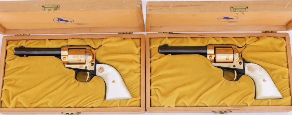 COLT FRONTIER SCOUT ST AUGUSTINE COMMEMORATIVE - 2: COLT FRONTIER SCOUT ST AUGUSTINE COMMEMORATIVE - 2 Pair of consecutively numbered Colt Frontier Scout .22LR revolvers, consecutively numbered. St. Augustine 400th anniversary commemoratives, manufactu