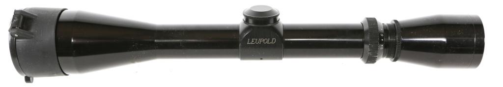 LEUPOLD MODEL VARI X II RIFLE SCOPE WITH RINGS: LEUPOLD MODEL VARI X II RIFLE SCOPE WITH RINGS Leupold model Vari X II gloss finish black rifle scope. Rings and bases. Front lens flip up cover Size / Gauge: 3-9x40