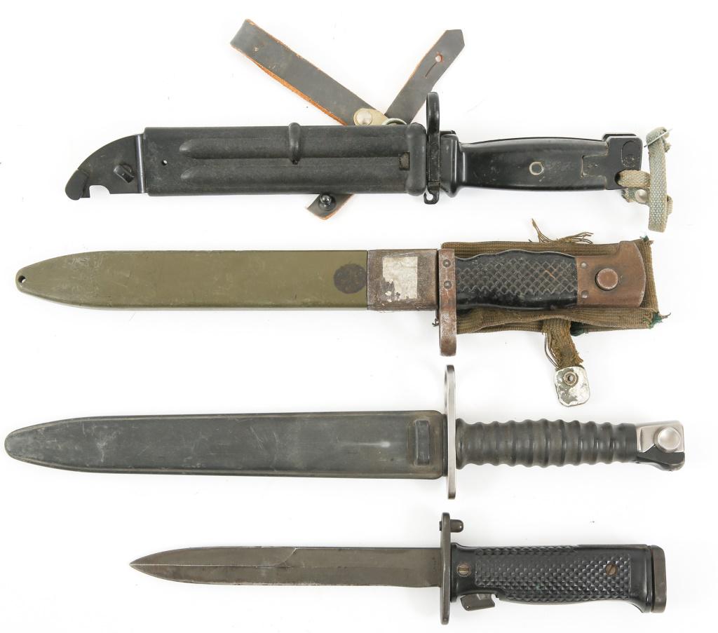 WORLD MILITARY BAYONET LOT OF 4: WORLD MILITARY BAYONET LOT OF 4 World Military bayonet, lot of 4. Spanish, Swiss, AK47, US M5A1 no scabbard.