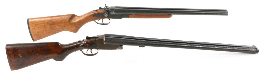 ITHICA & NORINCO DOUBLE BARREL SHOTGUN LOT OF 2: ITHICA & NORINCO DOUBLE BARREL SHOTGUN LOT OF 2 Ithaca Flues model double barrel shotgun serial number 296165. Bores are both full choke. Barrels have been painted and are 24". Overall length is 39.5"