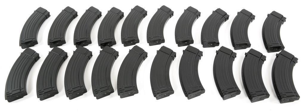 KOREAN AK-47 7.62x39mm 30RD MAGAZINE LOT OF 20: KOREAN AK-47 7.62x39mm 30RD MAGAZINE LOT OF 20 Korean made AK-47 7.62x39mm 30rd magazine lot of 20. Stamped: "Made in Korea (horseshoe)." Size / Gauge: 7.62x39mm