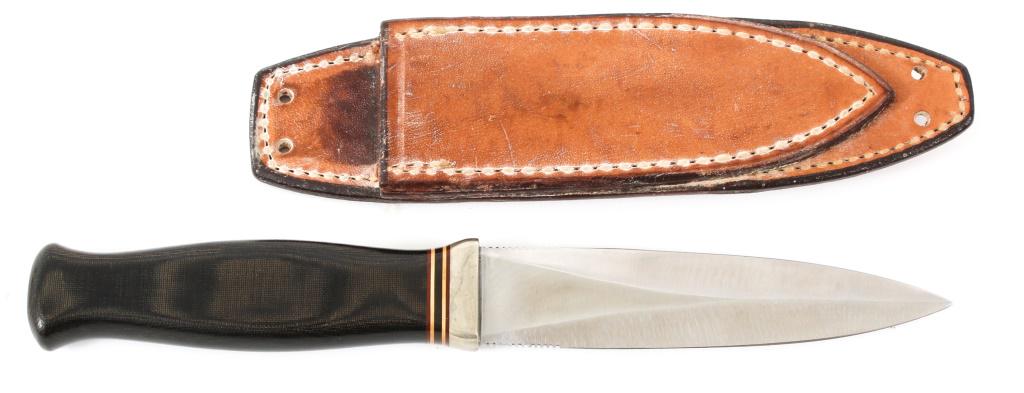 RANDALL MODEL 24 GUARDIAN BOOT KNIFE: RANDALL MODEL 24 GUARDIAN BOOT KNIFE Randall Model 24 Guardian boot knife with leather sheath. Blade Length: 4" Overall Length: 7.3/4"