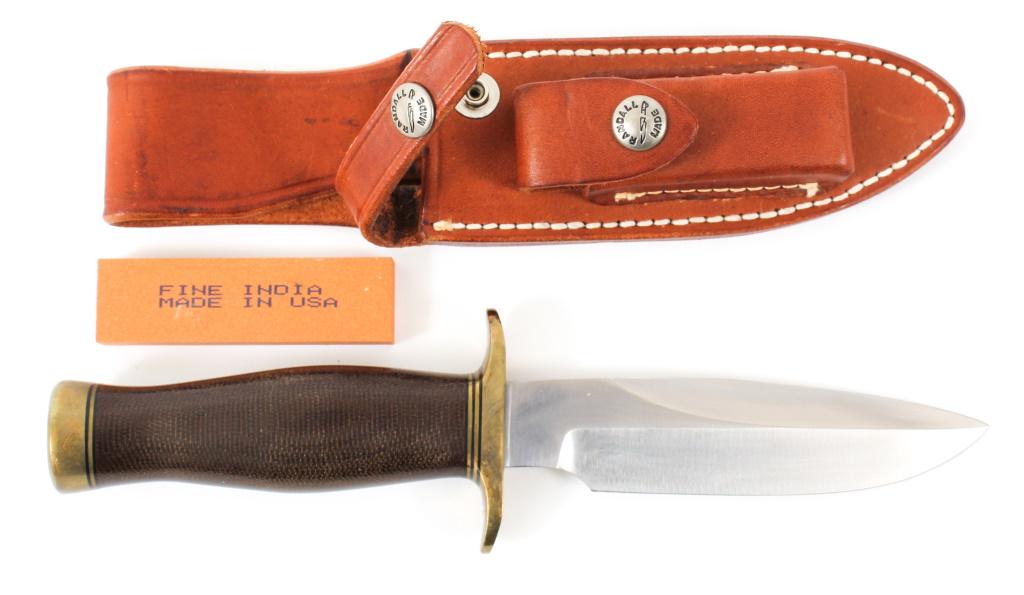 RANDALL COMBAT COMPANION KNIFE: RANDALL COMBAT COMPANION KNIFE Randall " Combat Companion " off catalog knife. Leather sheath with sharpening stone. Blade Length: 5" Overall Length: 9.1/2"