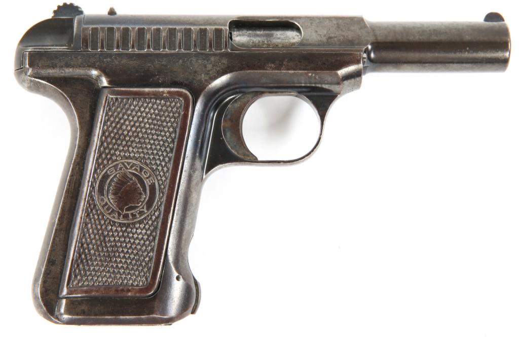 SAVAGE ARMS MODEL 1907 .32 ACP POCKET PISTOL: SAVAGE ARMS MODEL 1907 .32 ACP POCKET PISTOL Savage Arms model 1907 .32 ACP pocket pistol. One magazine. Caliber / Gauge: .32 ACP Barrel Length: 3.75" Serial Number: 8938