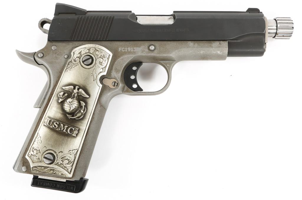 COLT MKIV SERIES 80 COMBAT COMMANDER 45 ACP PISTOL: COLT MKIV SERIES 80 COMBAT COMMANDER 45 ACP PISTOL Colt MK IV Series 80 Combat Commander .45 ACP pistol. Five inch threaded barrel. Metal USMC grips Wilson Combat magazine. Caliber / Gauge: .45 ACP Ba