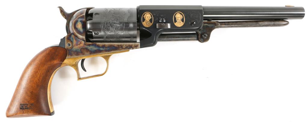 COLT WALKER HERITAGE COMMEMORATIVE 44 CAL REVOLVER: COLT WALKER HERITAGE COMMEMORATIVE 44 CAL REVOLVER The Colt Heritage Commemorative Colt Walker .44 caliber percussion revolver, in original box, with The Colt Heritage book. Revolver has golden inlay 