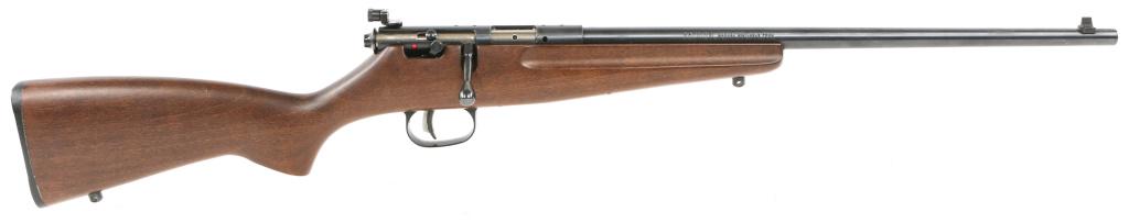 SAVAGE RASCAL .22 CAL BOLT-ACTION YOUTH RIFLE: SAVAGE RASCAL .22 CAL BOLT-ACTION YOUTH RIFLE Savage Rascal .22 caliber bolt-action youth rifle. Walnut stock and blued finish. Made in Canada, imported by Savage. Caliber / Gauge: .22 S-L-LR Barrel L