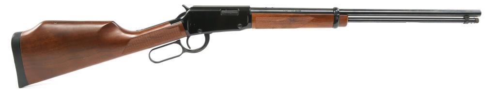 HENRY REPEATING ARMS .17 HMR VARMINT EXPRESS RIFLE: HENRY REPEATING ARMS .17 HMR VARMINT EXPRESS RIFLE Henry Repeating Arms model .17 HMR Varmint Express lever-action rifle. Checkered walnut stock, and blued finish. Barrel tapped and threaded for scope
